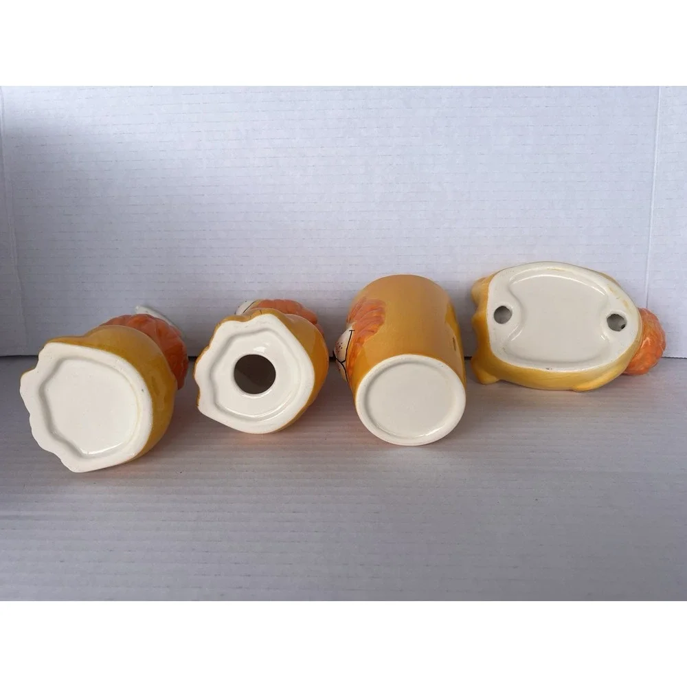 New 4 Piece Ceramic Kids lion Zoo Animal Bathroom Set Soap‎ Toothbrush Cup
